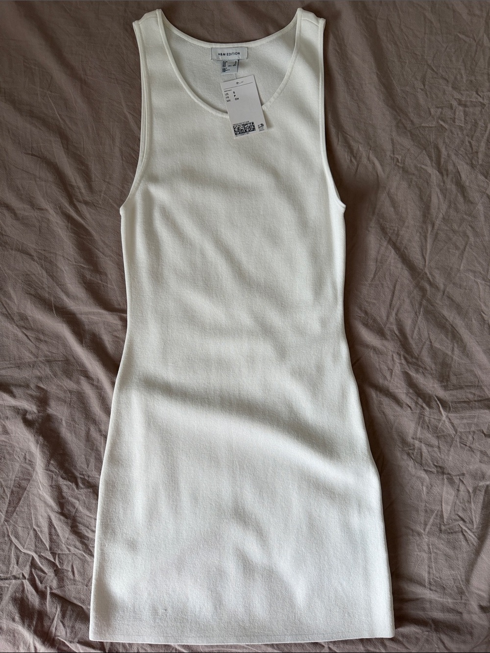 H&M White Ribbed Tank Dress